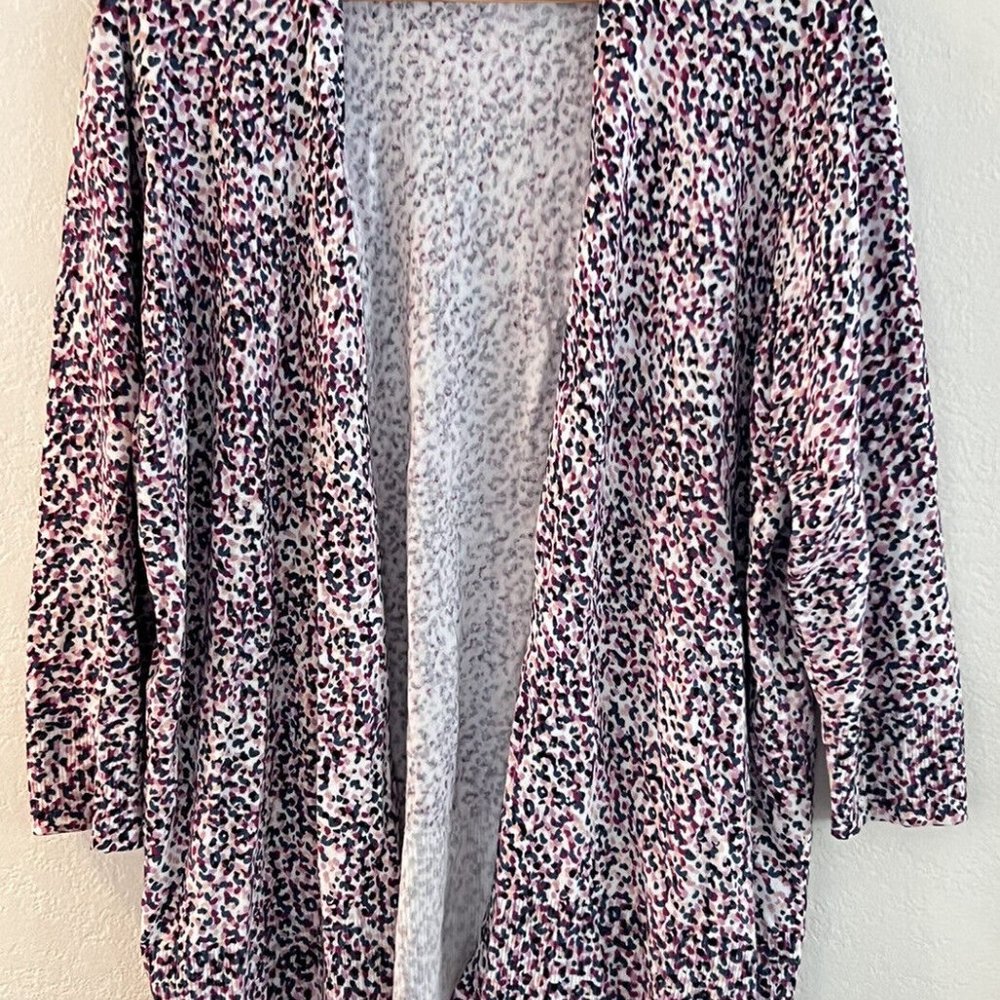 ❤️ Lane Bryant Women's Purple Blue Spots open front 3/4 sleeve cardigan